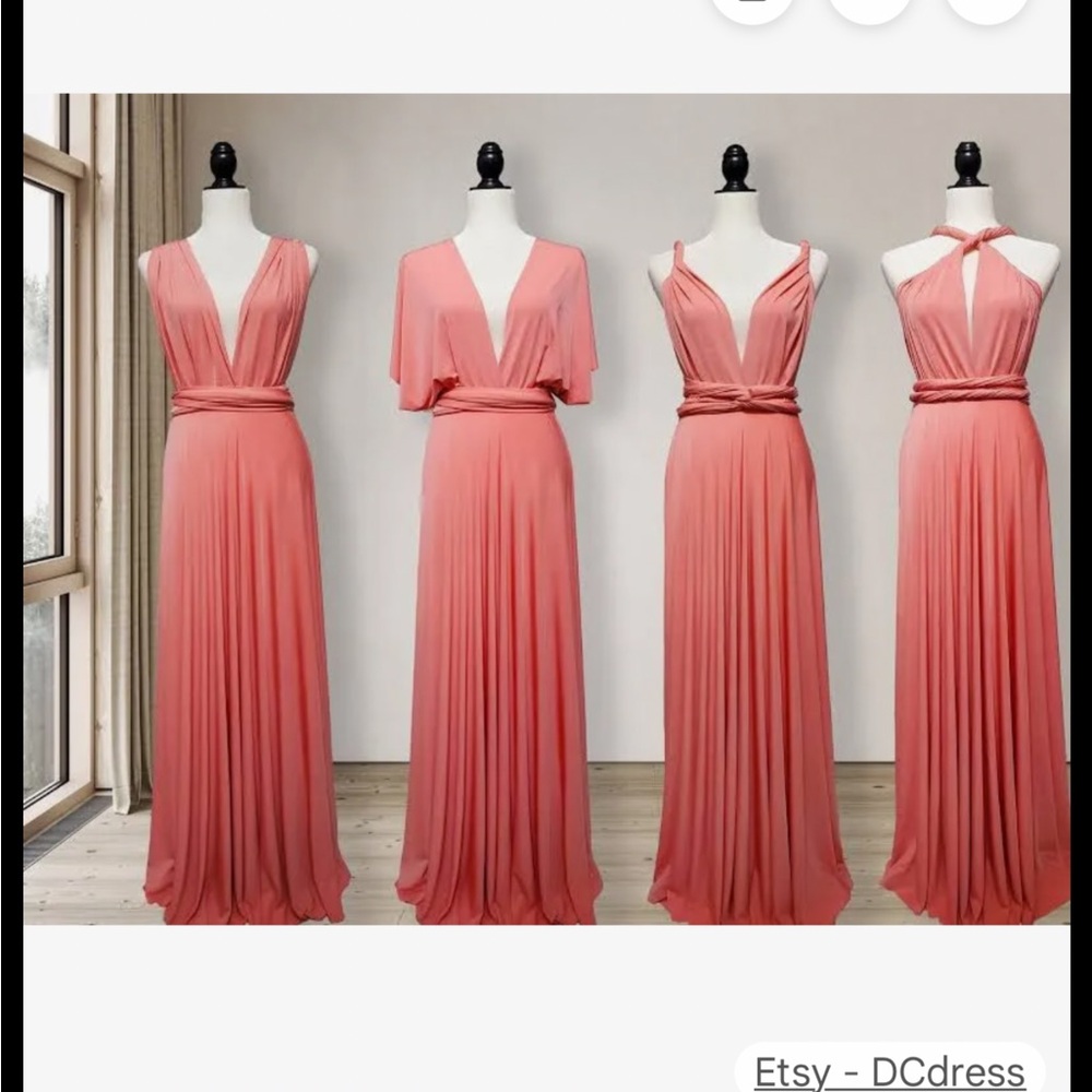 henkaa Women's Coral multi option Wrap Maxi Dress